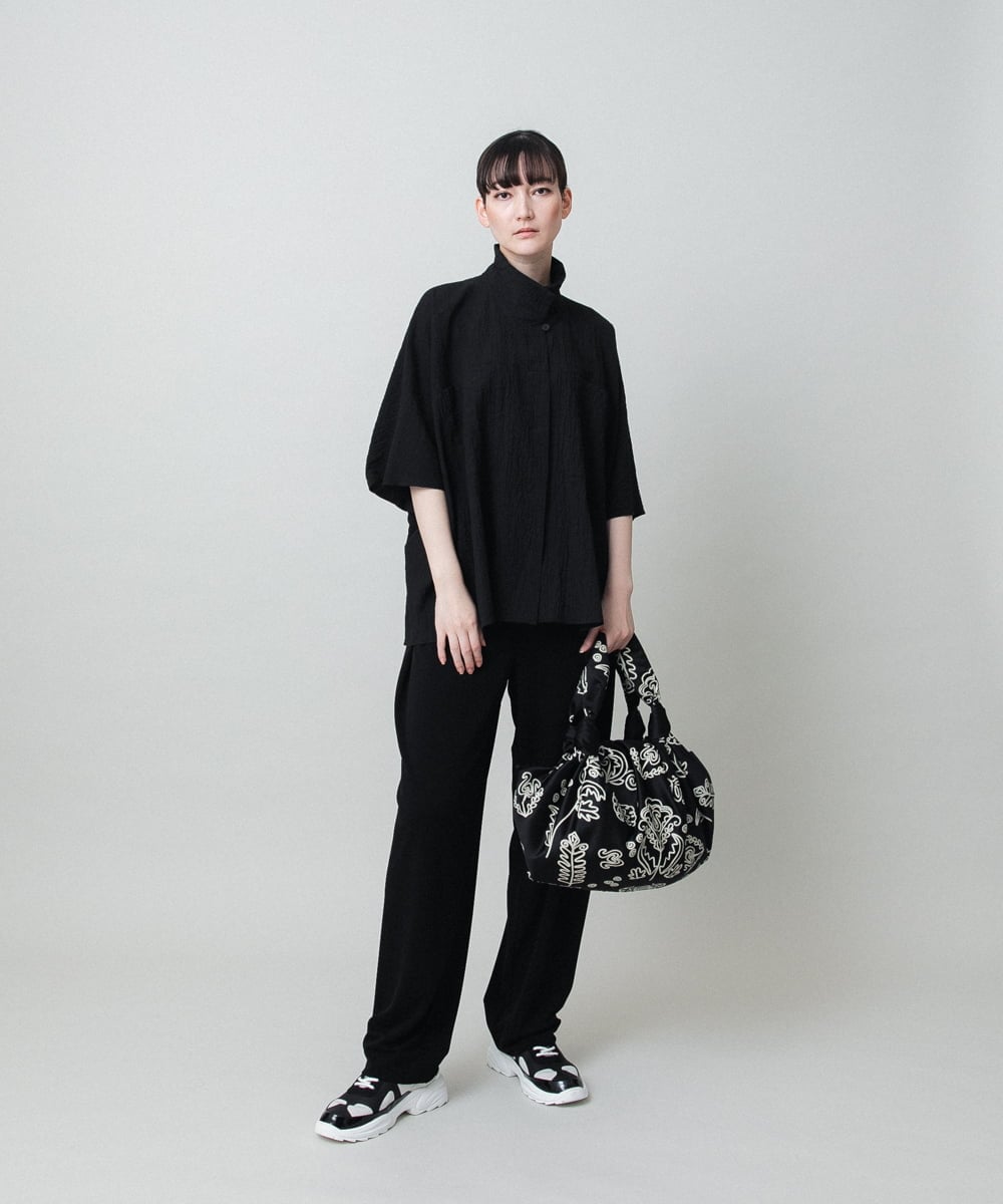 RHQFD07430 HIROKO KOSHINO(ヒロココシノ) サイドタックテーパードパンツ /日本製/洗える ブラック