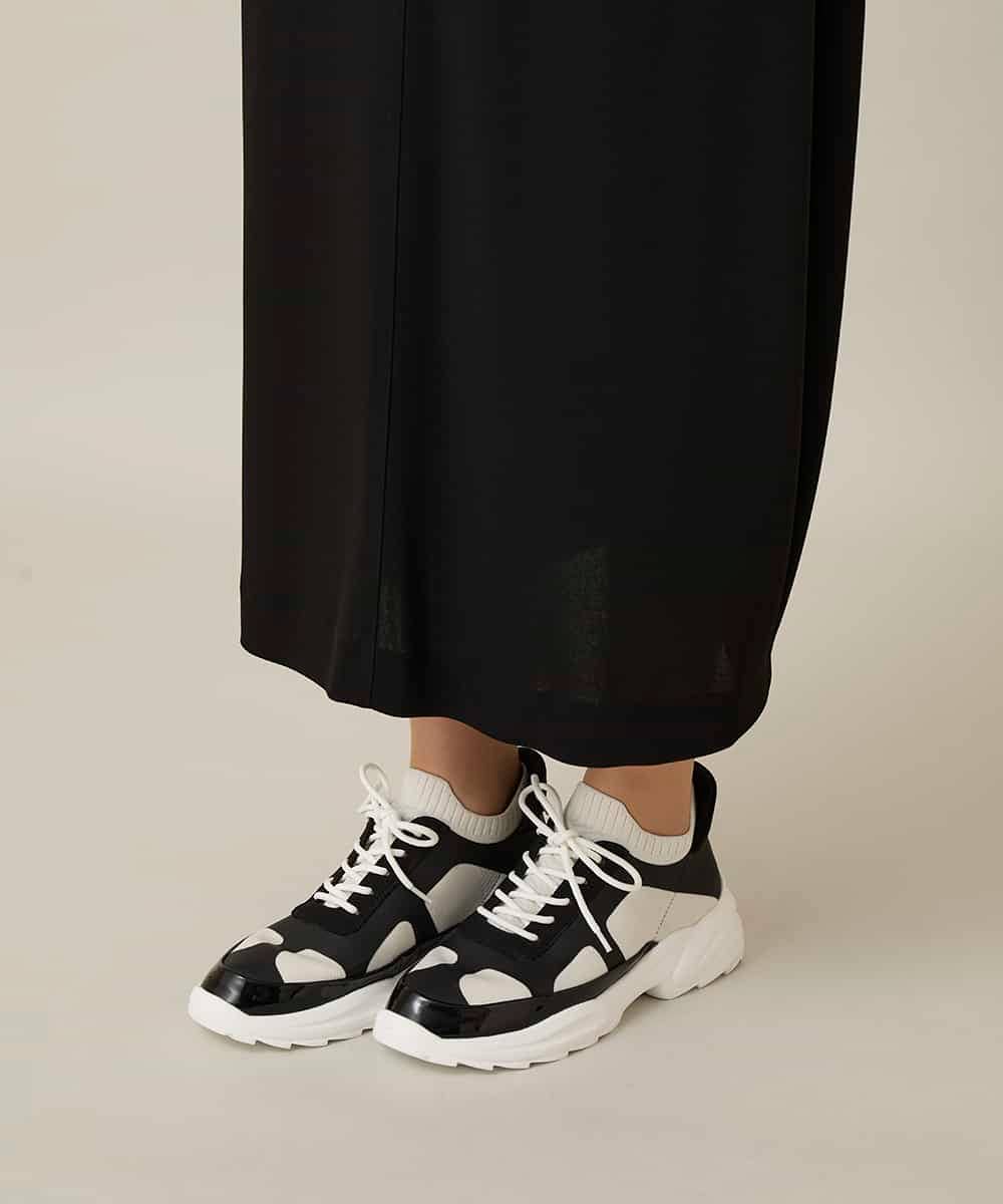 RHQFD08450 HIROKO KOSHINO(ヒロココシノ) サイドタックジャージースカート /日本製/洗える ブラック