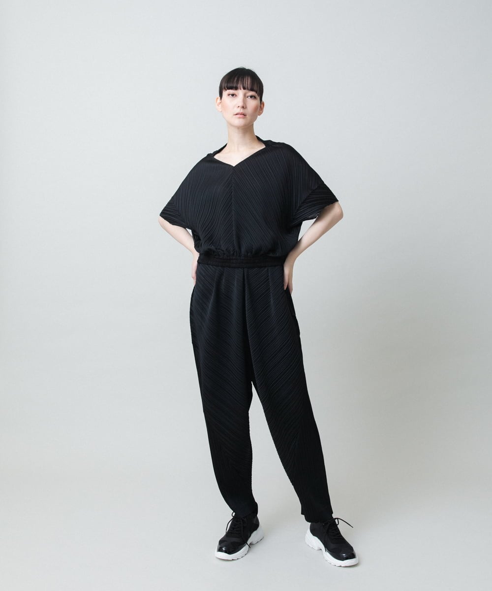 RHQGD05450 HIROKO KOSHINO(ヒロココシノ) 【先行予約】ランダムプリーツシルエットパンツ/洗える ブラック