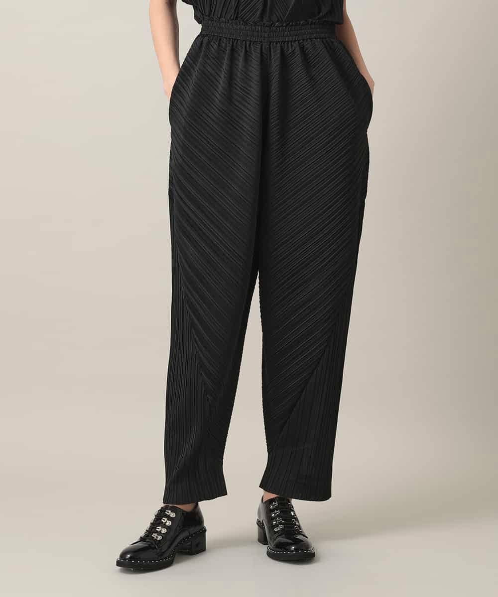 RHQGD05450 HIROKO KOSHINO(ヒロココシノ) 【先行予約】ランダムプリーツシルエットパンツ/洗える ブラック