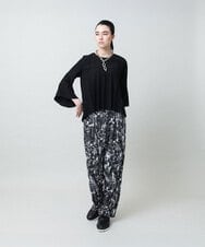 RHQGD15540 HIROKO KOSHINO(ヒロココシノ) 【ブラック：WEB/京王百貨店新宿店限定カラー】インクペインティングイージーパンツ/日本製/洗える ホワイト