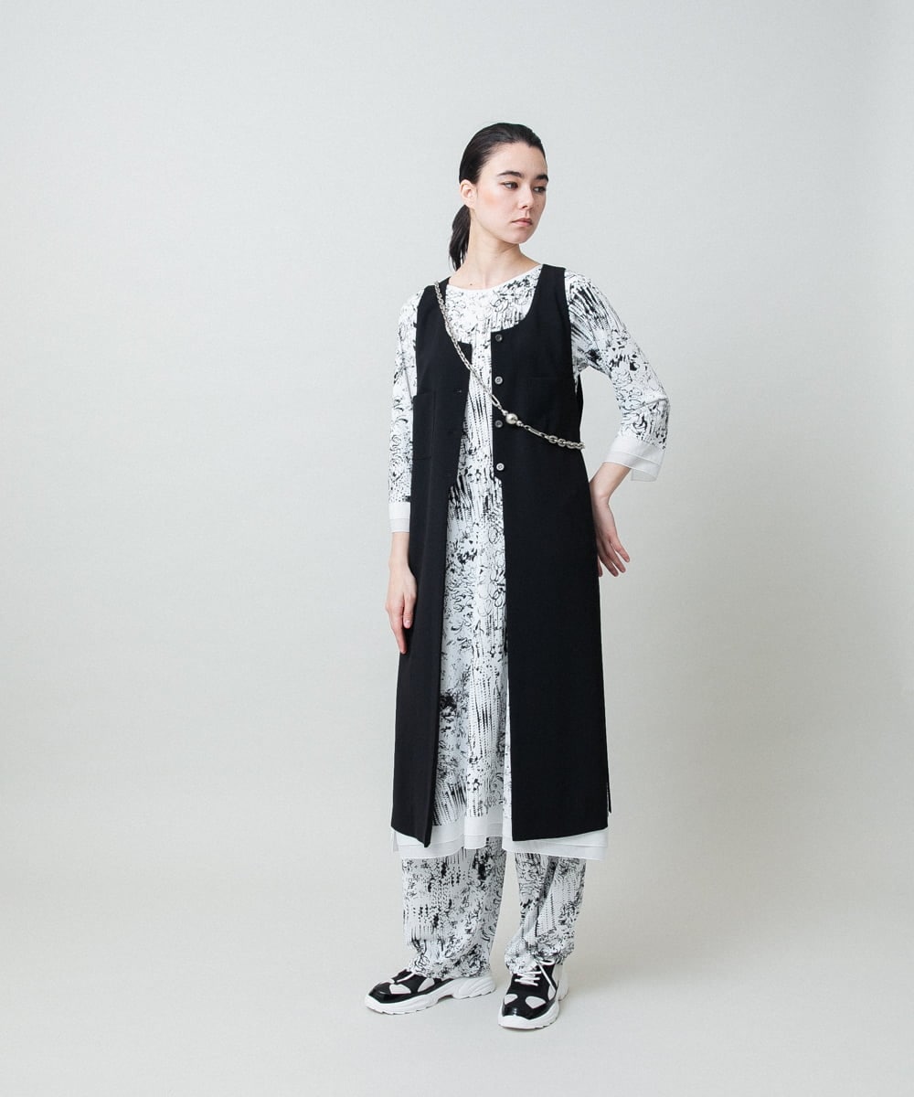 RHQGD15540 HIROKO KOSHINO(ヒロココシノ) インクペインティングイージーパンツ/日本製/洗える ホワイト