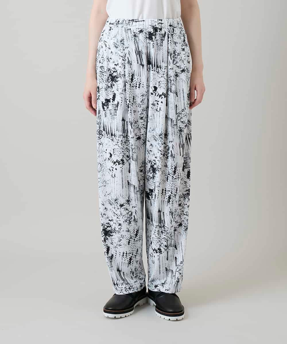 RHQGD15540 HIROKO KOSHINO(ヒロココシノ) インクペインティングイージーパンツ/日本製/洗える ホワイト