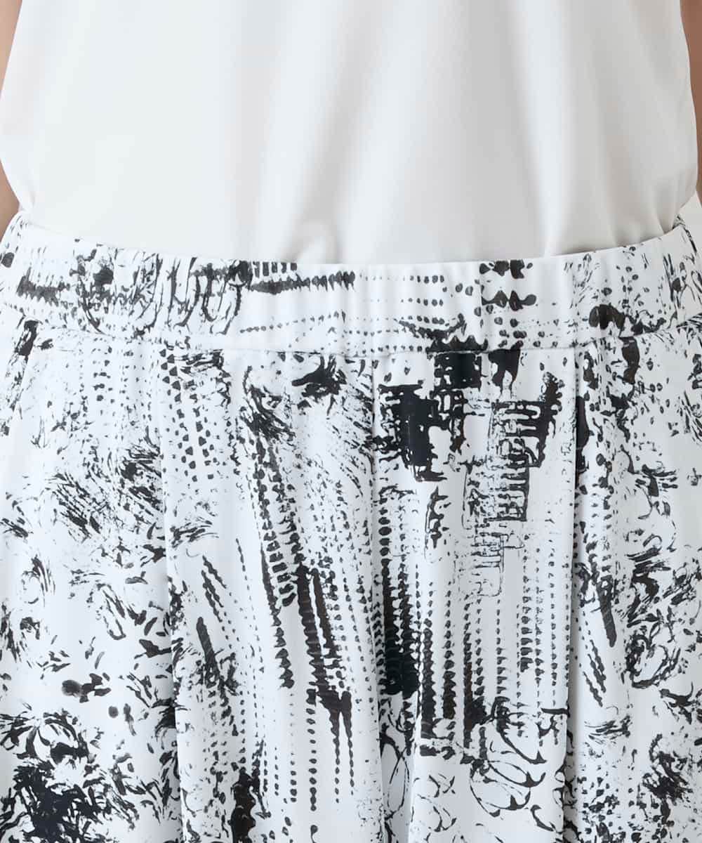 RHQGD15540 HIROKO KOSHINO(ヒロココシノ) インクペインティングイージーパンツ/日本製/洗える ホワイト