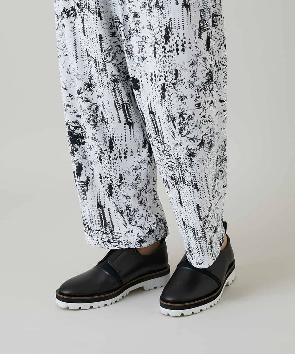 RHQGD15540 HIROKO KOSHINO(ヒロココシノ) インクペインティングイージーパンツ/日本製/洗える ホワイト