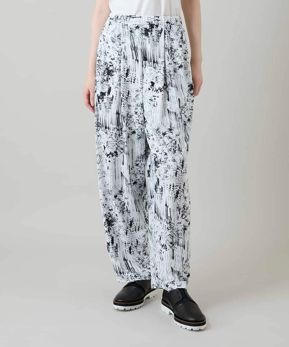 RHQGD15540 HIROKO KOSHINO(ヒロココシノ) インクペインティングイージーパンツ/日本製/洗える ホワイト