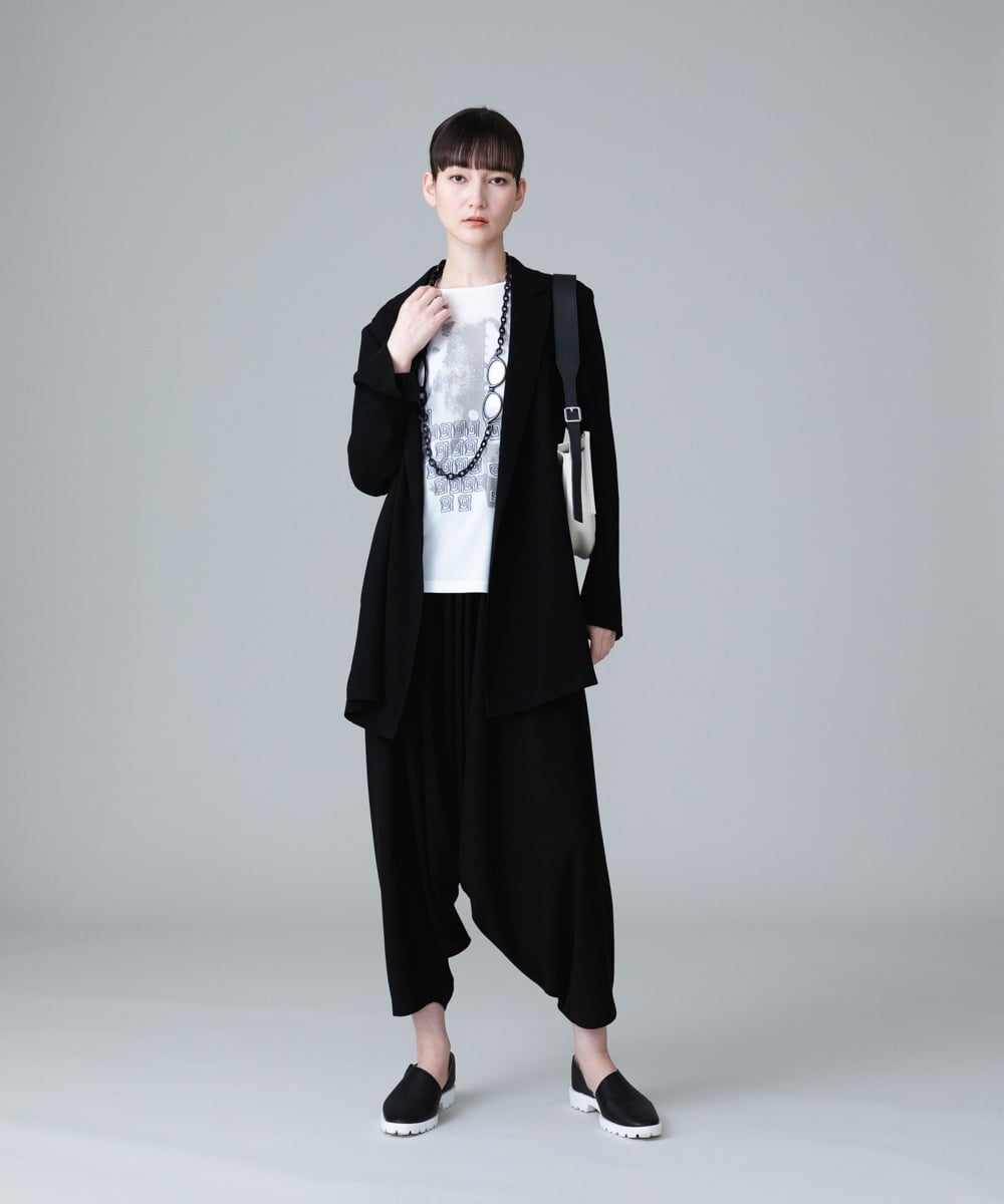RHQGV10360 HIROKO KOSHINO(ヒロココシノ) 【日本製/洗える】ドレープサルエルパンツ ブラック