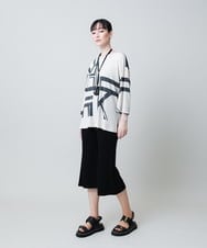 RHQHC81260 HIROKO KOSHINO(ヒロココシノ) ストレッチポンチミドル丈フレアパンツ /日本製/洗える ブラック