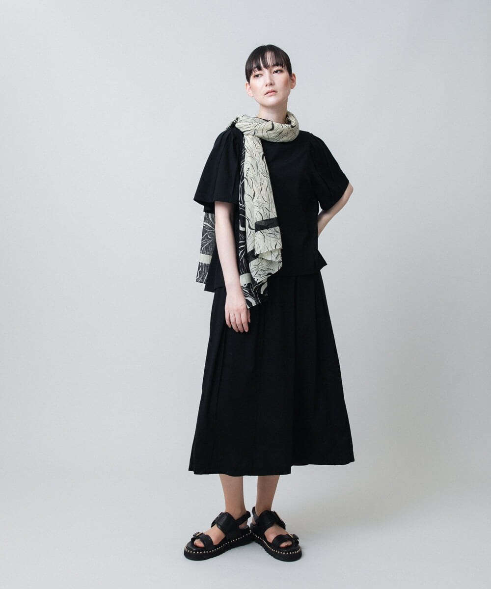 RHQJB23560 HIROKO KOSHINO(ヒロココシノ) 【UVカット/遮熱性】タックアクセントフレアスカート /日本製/洗える ブラック