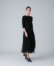 RHQJT11540 HIROKO KOSHINO(ヒロココシノ) 【洗える】チュールプリーツスカート ブラック