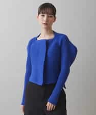 二点専用です。 青　ジャケット　コシノヒロコ　カーディガン プレーティングリブニットカーディガン /日本製(カーディガン