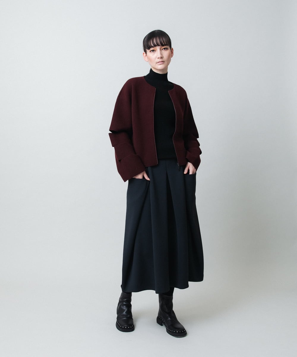 RHSAE15690 HIROKO KOSHINO(ヒロココシノ) スラッシュデザインニットジャケット パープル