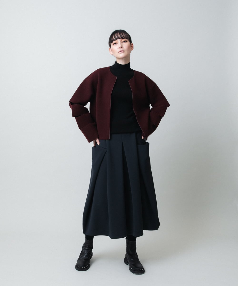 RHSAE15690 HIROKO KOSHINO(ヒロココシノ) スラッシュデザインニットジャケット パープル