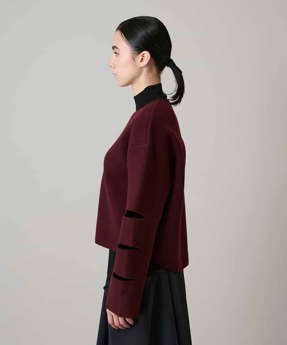 RHSAE15690 HIROKO KOSHINO(ヒロココシノ) スラッシュデザインニットジャケット パープル