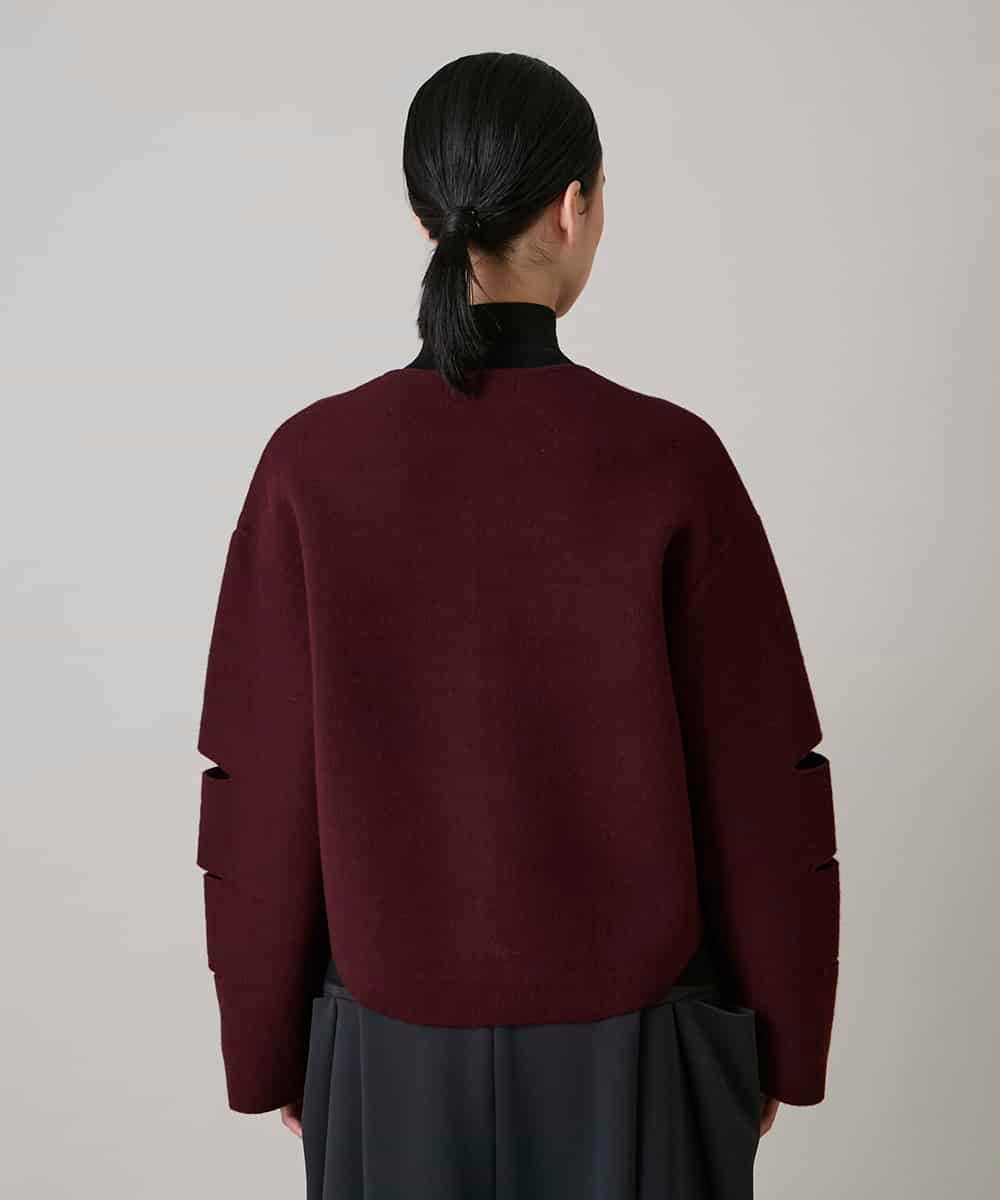 RHSAE15690 HIROKO KOSHINO(ヒロココシノ) スラッシュデザインニットジャケット パープル