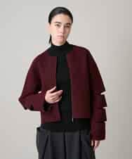 RHSAE15690 HIROKO KOSHINO(ヒロココシノ) スラッシュデザインニットジャケット パープル