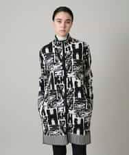 RHSAF06760 HIROKO KOSHINO(ヒロココシノ) フラワーロゴジャカードジップカーディガン/日本製 アイボリー