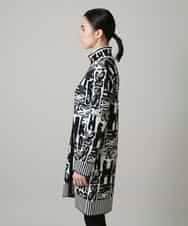 RHSAF06760 HIROKO KOSHINO(ヒロココシノ) フラワーロゴジャカードジップカーディガン/日本製 アイボリー