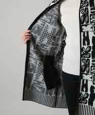 RHSAF06760 HIROKO KOSHINO(ヒロココシノ) フラワーロゴジャカードジップカーディガン/日本製 アイボリー