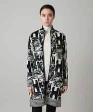 RHSAF06760 HIROKO KOSHINO(ヒロココシノ) フラワーロゴジャカードジップカーディガン/日本製 アイボリー