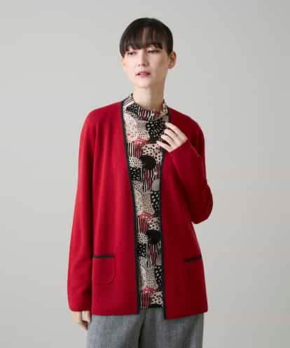 RHSAH06630 HIROKO KOSHINO 配色トリミングデザインニットカーディガン