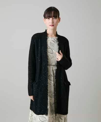 RHSAH22830 HIROKO KOSHINO スパンコールロングニットカーディガン