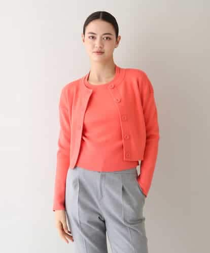 RHSAV55490 HIROKO KOSHINO ビスコースショート丈ニットカーディガン