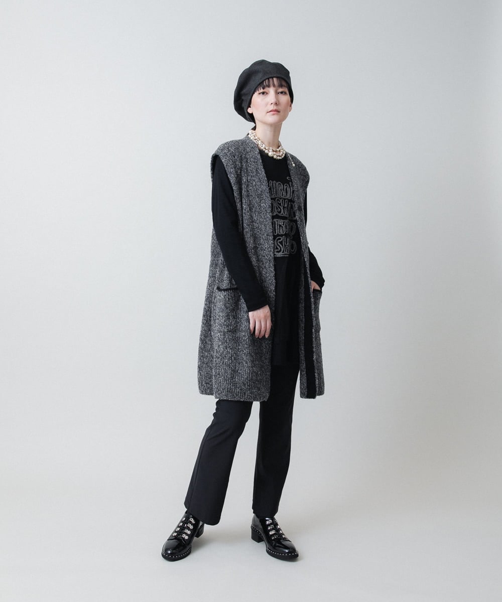 RHSCC03630 HIROKO KOSHINO(ヒロココシノ) MIXカラーブークレーニットベスト/日本製 グレー