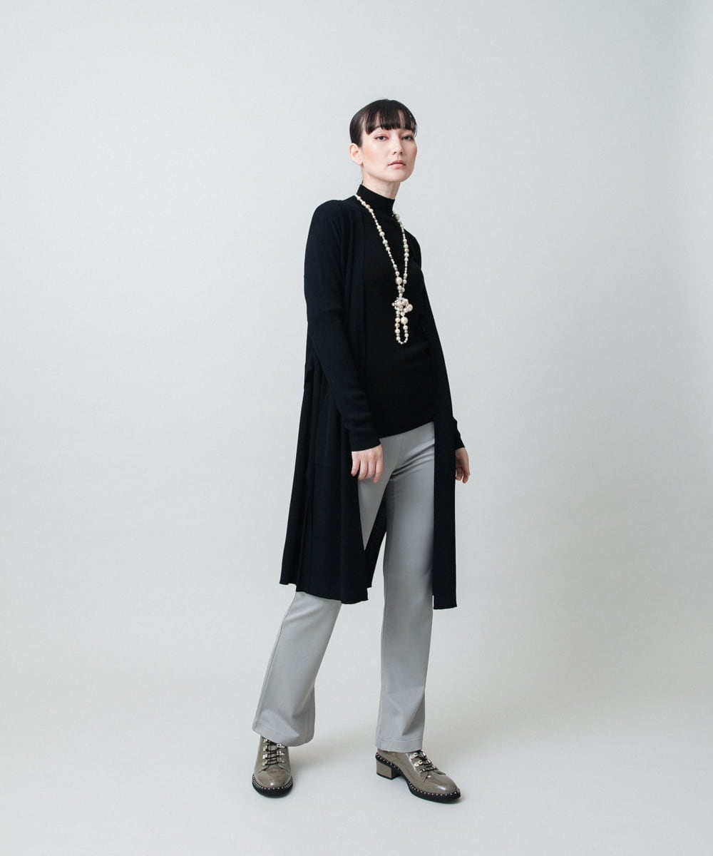 RHSCF03630 HIROKO KOSHINO(ヒロココシノ) 美シルエットロングニットカーディガン ブラック