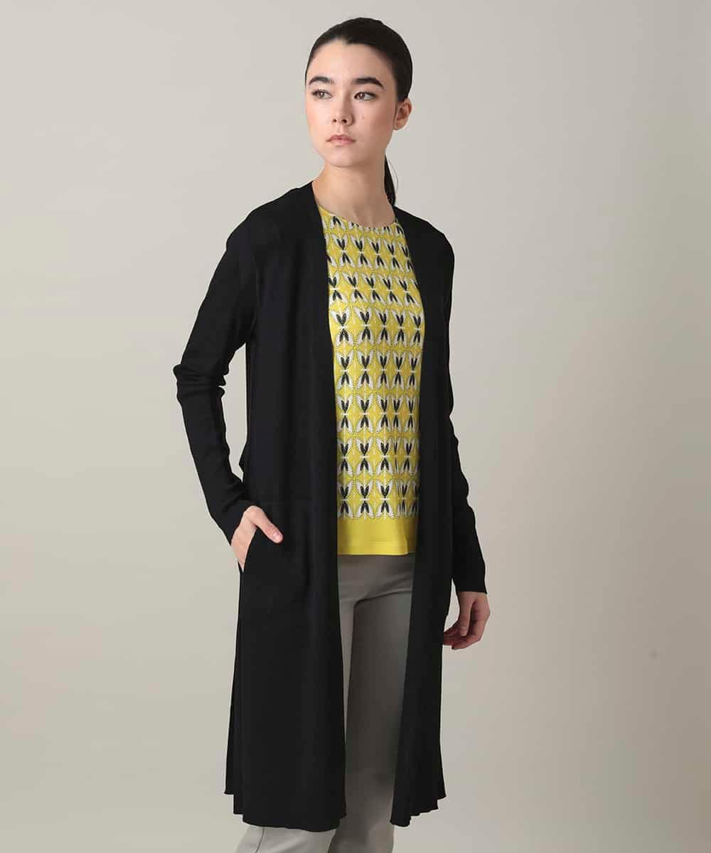 RHSCF03630 HIROKO KOSHINO(ヒロココシノ) 美シルエットロングニットカーディガン ブラック