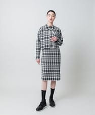RHSED55720 HIROKO KOSHINO(ヒロココシノ) チェックジャカードコンパクトジャケット ブラック