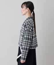 RHSED55720 HIROKO KOSHINO(ヒロココシノ) チェックジャカードコンパクトジャケット ブラック