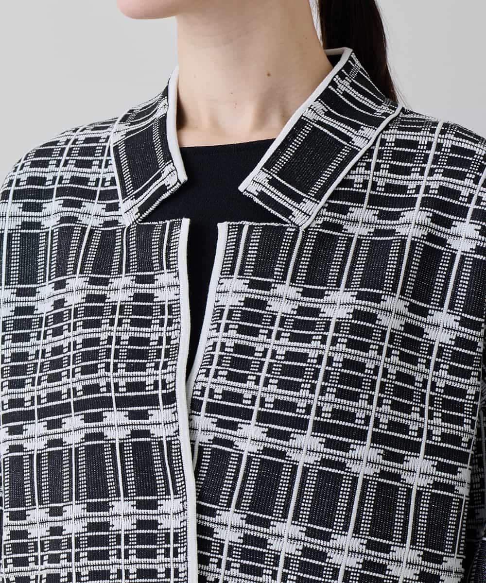 RHSED55720 HIROKO KOSHINO(ヒロココシノ) チェックジャカードコンパクトジャケット ブラック