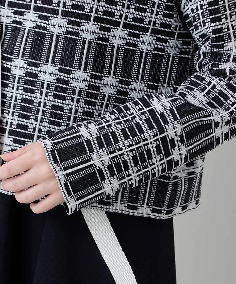 RHSED55720 HIROKO KOSHINO(ヒロココシノ) チェックジャカードコンパクトジャケット ブラック