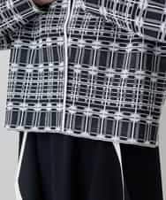 RHSED55720 HIROKO KOSHINO(ヒロココシノ) チェックジャカードコンパクトジャケット ブラック