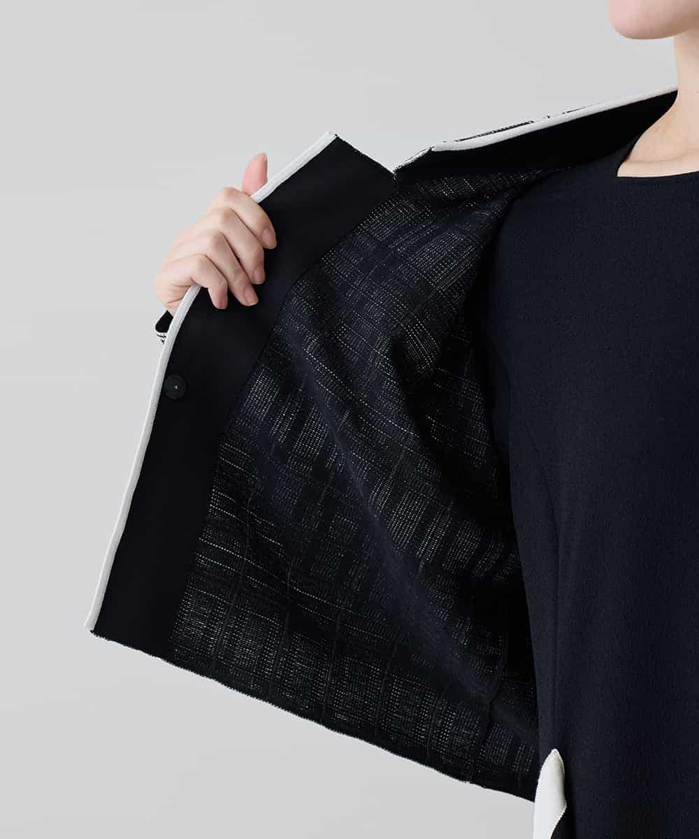 RHSED55720 HIROKO KOSHINO(ヒロココシノ) チェックジャカードコンパクトジャケット ブラック