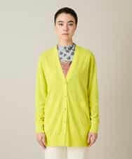 RHSFD01660 HIROKO KOSHINO(ヒロココシノ) 和紙ニットロングカーディガン /洗える ライトイエロー