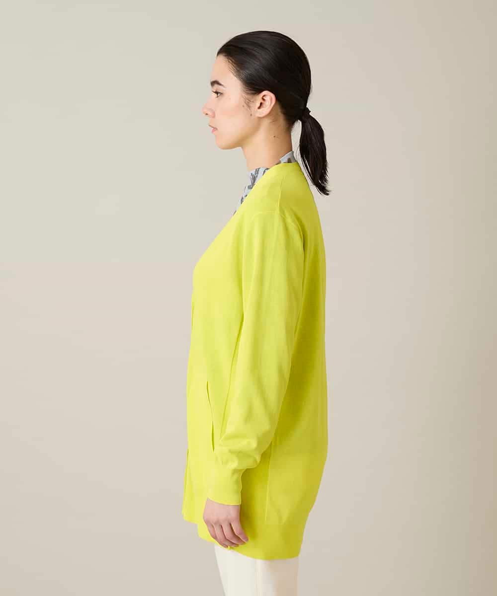 RHSFD01660 HIROKO KOSHINO(ヒロココシノ) 和紙ニットロングカーディガン /洗える ライトイエロー