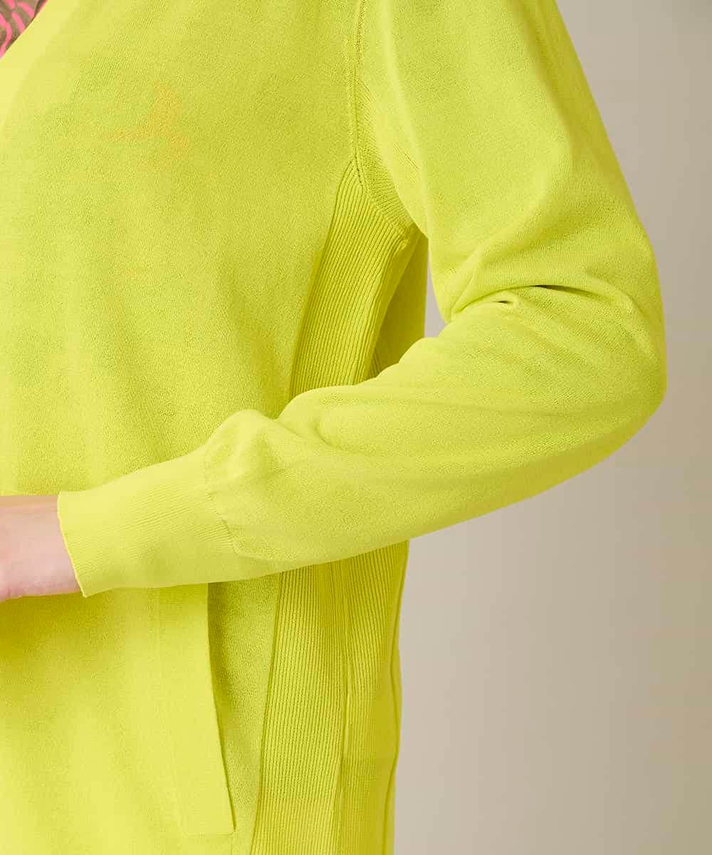 RHSFD01660 HIROKO KOSHINO(ヒロココシノ) 和紙ニットロングカーディガン /洗える ライトイエロー