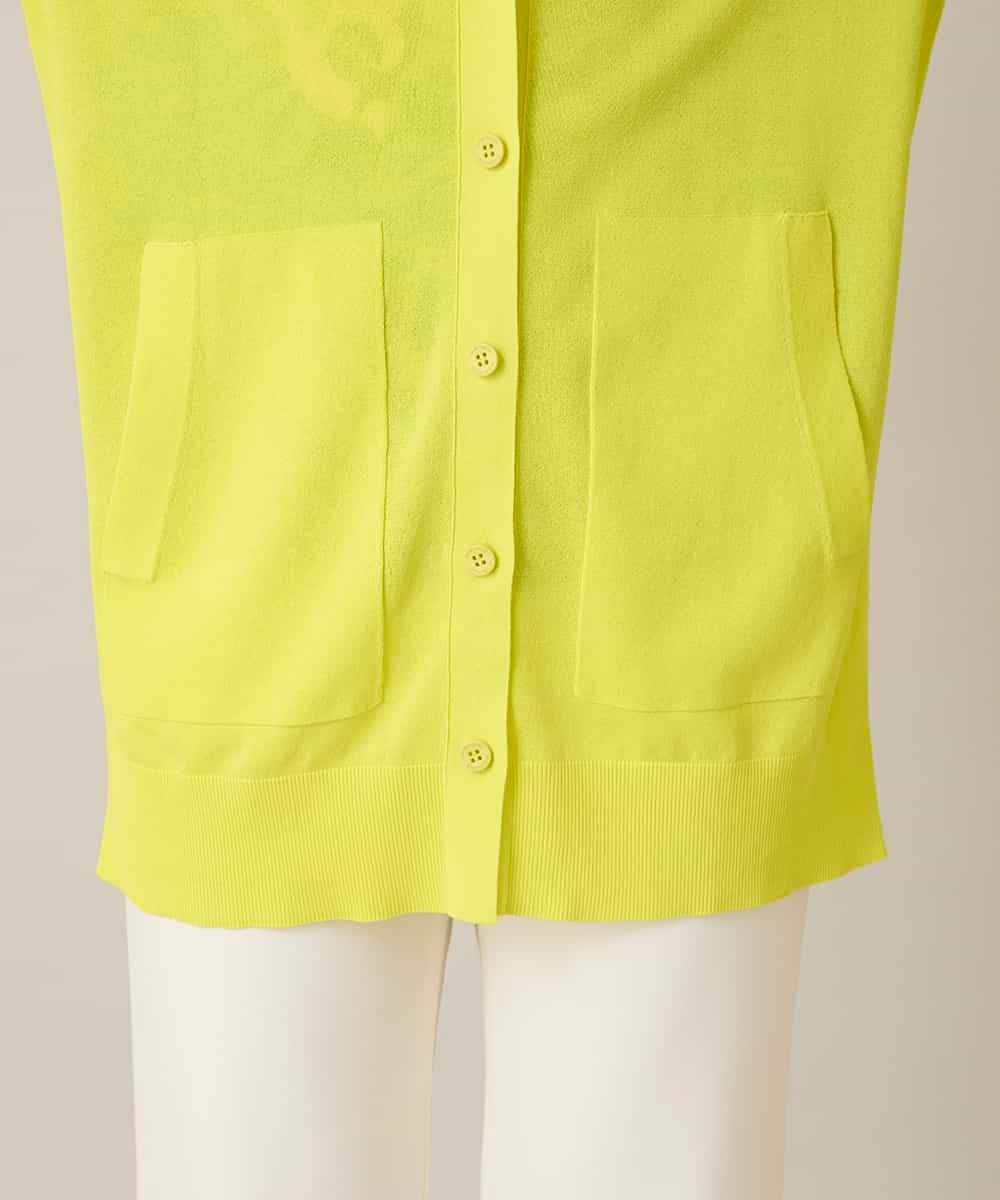 RHSFD01660 HIROKO KOSHINO(ヒロココシノ) 和紙ニットロングカーディガン /洗える ライトイエロー