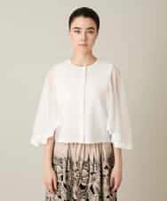 RHSFD03660 HIROKO KOSHINO(ヒロココシノ) フレアスリーブシアーニットカーディガン /洗える ホワイト