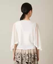 RHSFD03660 HIROKO KOSHINO(ヒロココシノ) フレアスリーブシアーニットカーディガン /洗える ホワイト