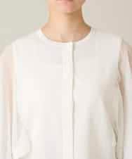 RHSFD03660 HIROKO KOSHINO(ヒロココシノ) フレアスリーブシアーニットカーディガン /洗える ホワイト