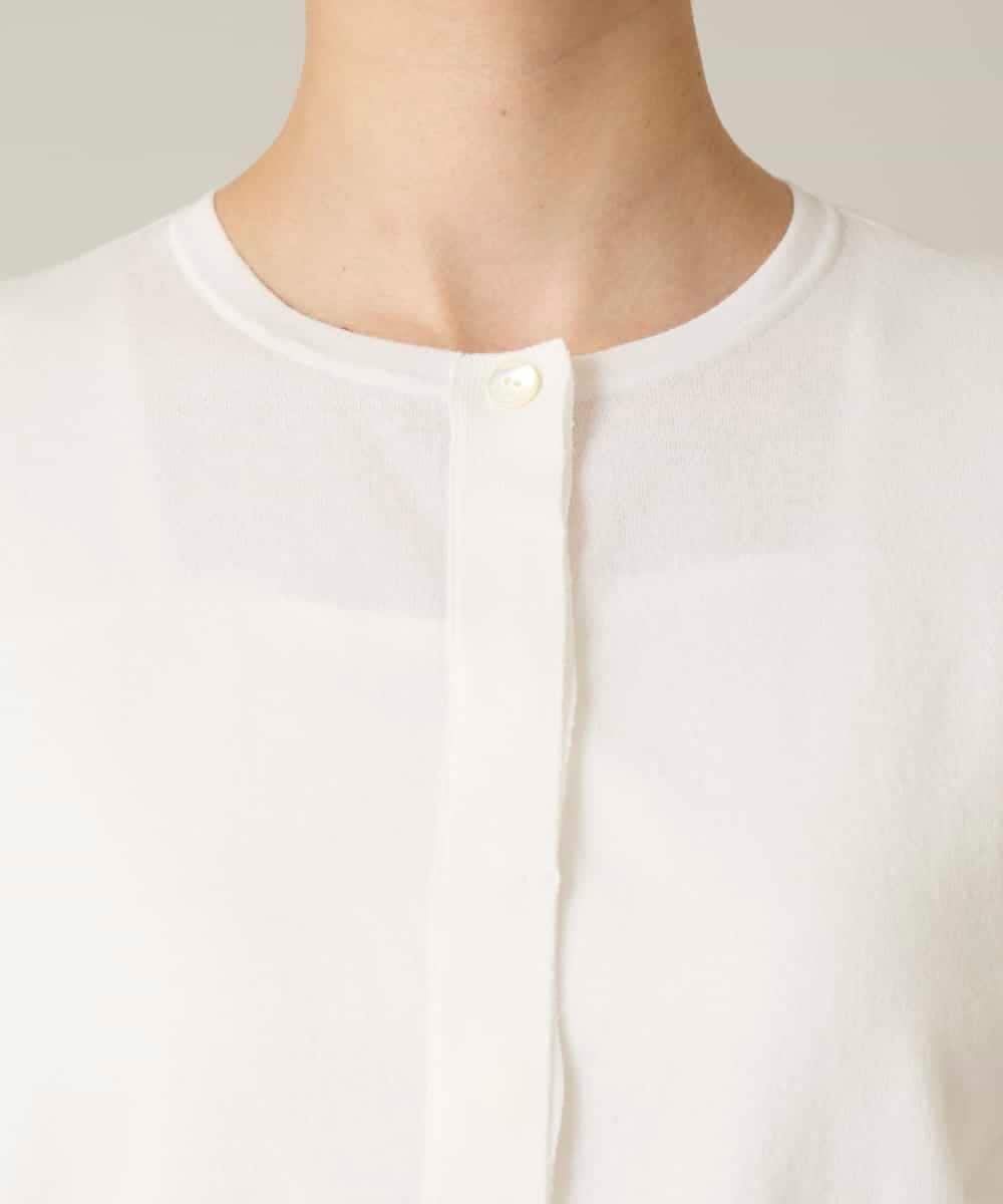 RHSFD03660 HIROKO KOSHINO(ヒロココシノ) フレアスリーブシアーニットカーディガン /洗える ホワイト