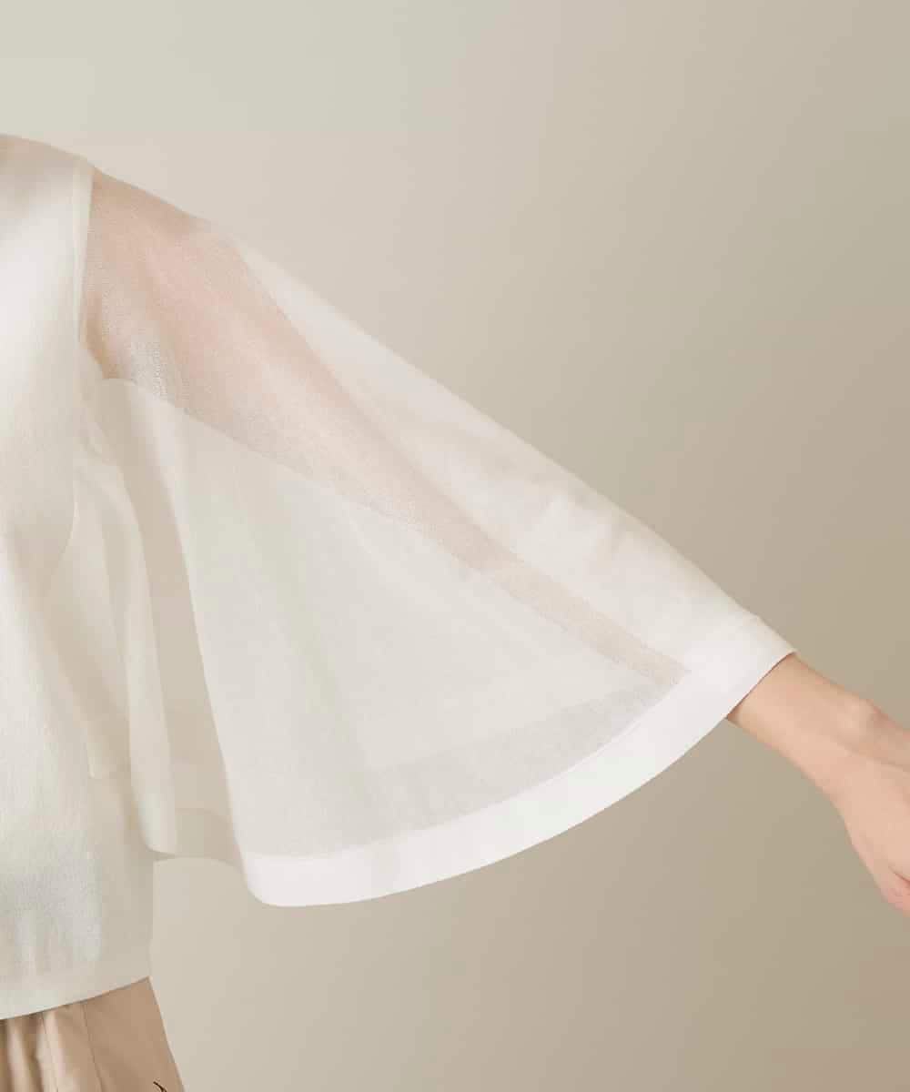 RHSFD03660 HIROKO KOSHINO(ヒロココシノ) フレアスリーブシアーニットカーディガン /洗える ホワイト