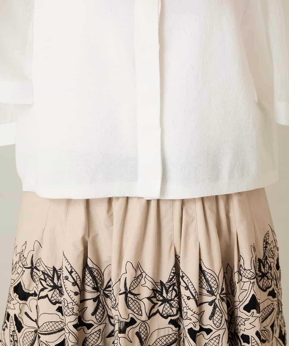 RHSFD03660 HIROKO KOSHINO(ヒロココシノ) フレアスリーブシアーニットカーディガン /洗える ホワイト