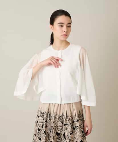 RHSFD03660 HIROKO KOSHINO フレアスリーブシアーニットカーディガン /洗える