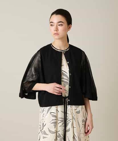 RHSFD03660 HIROKO KOSHINO フレアスリーブシアーニットカーディガン /洗える