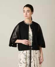 RHSFD03660 HIROKO KOSHINO(ヒロココシノ) フレアスリーブシアーニットカーディガン /洗える ブラック