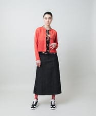 RHSGD04630 HIROKO KOSHINO(ヒロココシノ) 切り替えニットカーディガン/日本製/洗える オレンジ